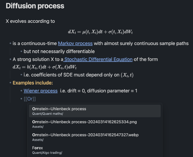 Linking example in Obsidian